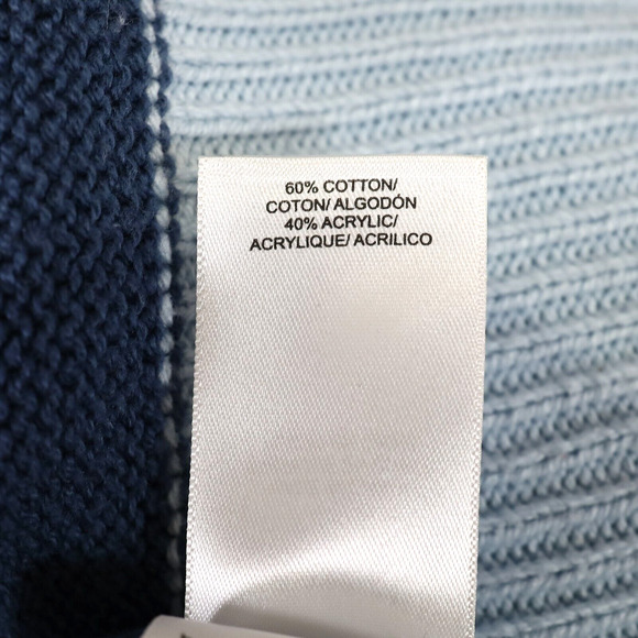 Lucky Brand Sweater Womens Large Blue White Stripe Cotton Colorblock Nautical - Picture 10 of 12